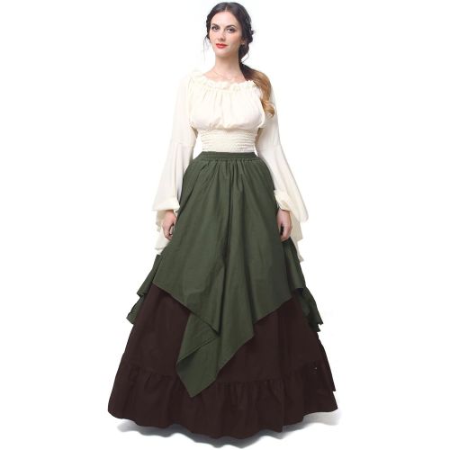  할로윈 용품Nuotuo NSPSTT Womens Renaissance Medieval Costume Victorian Dresses Gown Scottish Dress