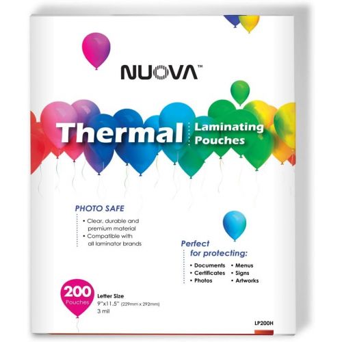  [아마존베스트]NUOVA Nuova Premium Thermal Laminating Pouches, 9 x 11.5/Letter Size/3 mil, 200 Pack (LP200H)