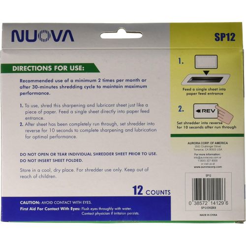  [아마존베스트]NUOVA Nuova SP12 Shredder Sharpening & Lubricant Sheets, 12 Count