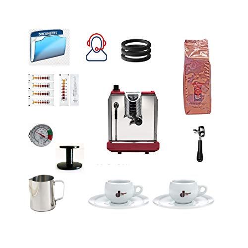  Nuova Simonelli Simonelli Oscar Tank Red Espresso Machine Bundle with Coffee, Latte Gear Accessories (11 Items)