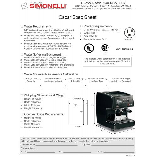  Nuova Simonelli Oscar Direct Connect Version Black Espresso Machine Mop140D204