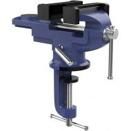 Nuovoware Table Vise 3 Inch, 360° Swivel Base Universal Home Vise Portable Bench Clamp, Clamp-on Vise Bench Clamps Fixed Tool for Woodworking, Metalworking, Cutting Conduit, Drilling, Sawing, Blue