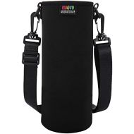 Nuovoware Water Bottle Carrier, Premium Neoprene Portable Insulated Water Bottle Holder Bag 750ML with Adjustable Shoulder for MenWomenKids Hiking, Sling Bottle Bag Case, Black
