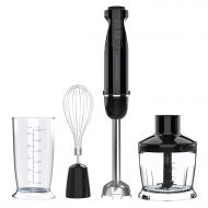 Nuovoware Ultra-Stick 6-Speed Smart Powerful 4 in 1 Immersion Hand Blender - Includes Whisk Attachment Heavy Duty Copper Motor Stainless Steel - Black