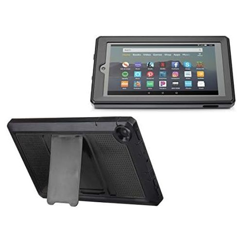  Nupro Heavy Duty Shock-Proof Standing Cover with Screen Protector For Fire 7 Tablet, Black