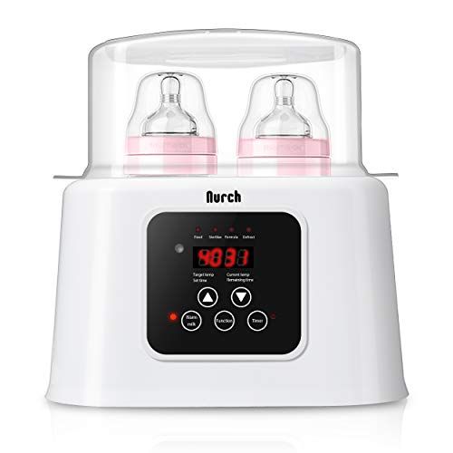  Nurch Baby Bottle Warmer 6-in-1 Baby Food Heater Rapid Heating with LCD Display Accurate Temperature Control with Pliers, Brush, Egg Steamer Tools Large Capacity