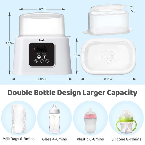  Nurch Baby Bottle Warmer 6-in-1 Baby Food Heater Rapid Heating with LCD Display Accurate Temperature Control with Pliers, Brush, Egg Steamer Tools Large Capacity