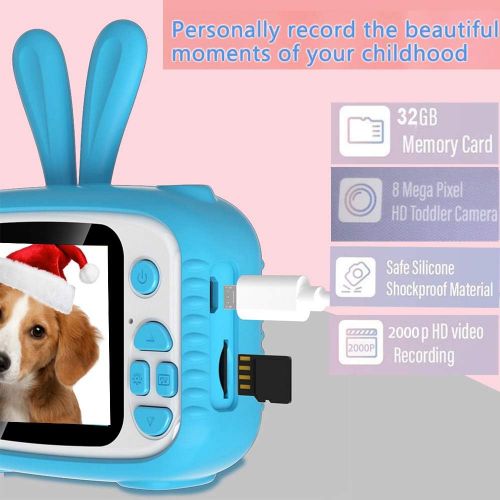  [아마존베스트]Nurfens Kids Digital Camera, Kids Video Camera Recorder Shockproof Cameras HD 8 Mega Pixel 2 Inch IPS Screen Kids Mini Camera with 32GB SD for Girls Boys Gifts(Blue)