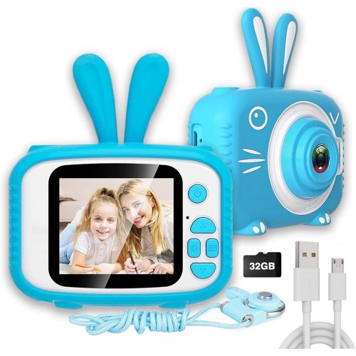  [아마존베스트]Nurfens Kids Digital Camera, Kids Video Camera Recorder Shockproof Cameras HD 8 Mega Pixel 2 Inch IPS Screen Kids Mini Camera with 32GB SD for Girls Boys Gifts(Blue)