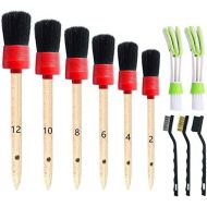 ONEST 11 Pieces Auto Detailing Brush Set for Cleaning Wheels, Interior, Exterior, Leather, Including 6 pcs Premium Detail Brush (Black), 3 pcs Wire Brush and 2 pcs Automotive Air C