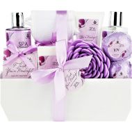 Nurture Me Organics Deluxe Spa Basket,I Think Youre Wonderful Gift Basket for Women. Bath & Body 10-Piece Gift Set with Bath Bombs, Shower Gel, Lotions, Accesories and More! Womens Spa Gift Basket. Lu