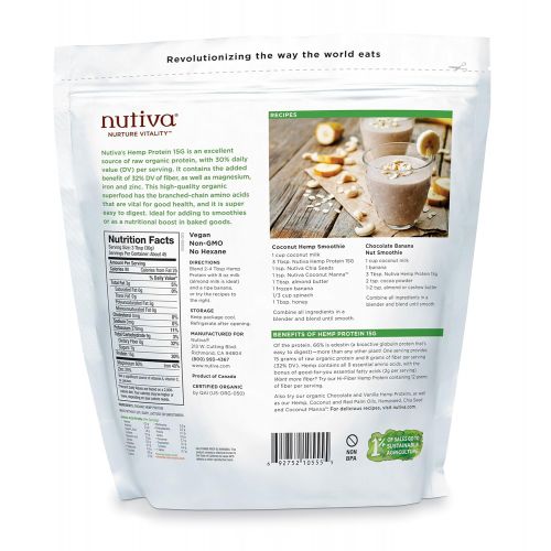  Nutiva Organic, Cold-Processed Hemp Seed Protein from non-GMO, Sustainably Farmed Canadian...