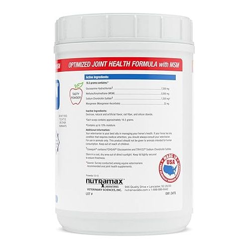  Nutramax Cosequin Optimized with MSM Joint Health Supplement for Horses - Powder with Glucosamine and Chondroitin, 1400 Grams