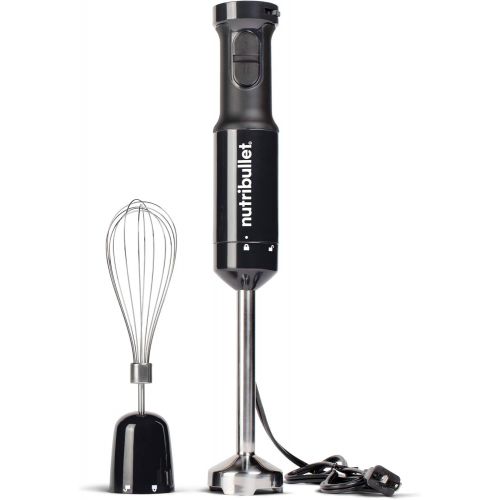  nutribullet Immersion Blender, Handheld Blender, Stainless Steel Blending Arm & Whisk Attachment, For Smoothies, Soups & Dips, 350 Watt, Charcoal Black, NBI50100