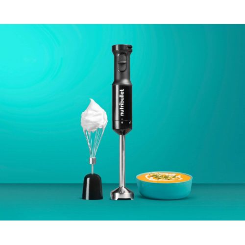  nutribullet Immersion Blender, Handheld Blender, Stainless Steel Blending Arm & Whisk Attachment, For Smoothies, Soups & Dips, 350 Watt, Charcoal Black, NBI50100