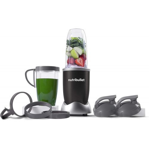  NutriBullet NB9-1301K Pro 13 Pcs Onyx Black, 900W & Flip Top To-Go Lid (set of 2).25 Lbs, Grey