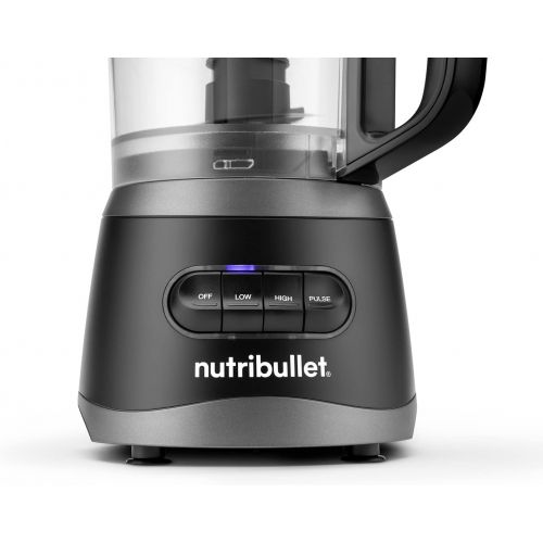  nutribullet NBP50100 Food Processor 450-Watts with 7-Cup Capacity and Stainless Steel Slice, Shred, Chop and Dough Attachments, Black