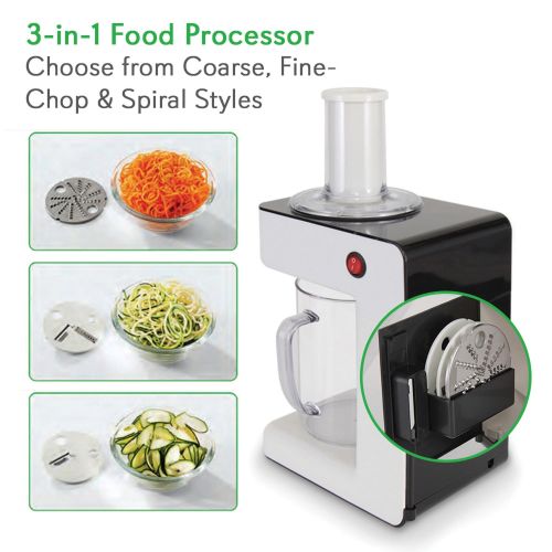  NutriChef PKESPR26 Electric Food Spiralizer - 3-in-1 Food Processor, Salad Shooter, Shredder