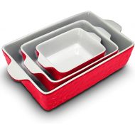 NutriChef 3-Piece Ceramic Casserole Dish for Oven - Premium Lasagna Baking Pans w/ Nonstick Coating & Built-In Handles - Dishwasher & Microwave Safe - 14