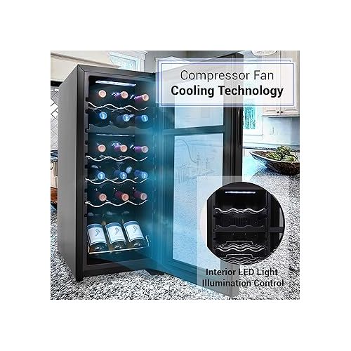  NutriChef PKCWCDS188 Cellar Cooler for White and Red Wines Chiller, 18 Bottle Dual Zone-Black