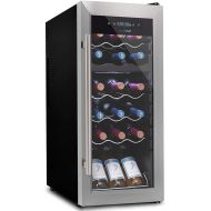 NutriChef PKCWCDS185 Cellar Cooler for White and Red Wines Chiller, 18 Bottle Dual Zone-Stainless Steel