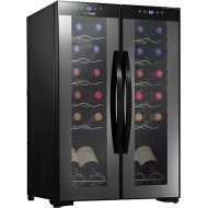 NutriChef PKCWC240 Cellar Cooler for White and Red Wines Chiller, 24 Bottle Dual Zone-Black