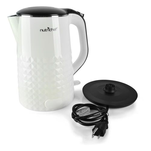  NutriChef 1.5 Liter Electric Water Kettle - Cordless Automatic Power Off Safety Feature Premium Brushed Stainless Steel For Coffee and Tea w/Convenient Easy-Pour Safety Locking Spo