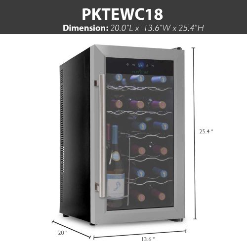  NutriChef PKTEWC18 18 Bottle Thermoelectric Wine Cooler / Chiller | Counter Top Red And White Wine Cellar | FreeStanding Refrigerator, Quiet Operation Fridge | Stainless Steel