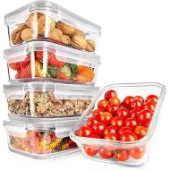 NutriChef 10-Piece Glass Food Containers - Stackable Superior Glass Meal-prep Storage Containers, Newly Innovated Leakproof Locking Lids w/Air Hole, Freezer-to-Oven-Safe (Gray)