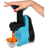 NutriChef Electric Frozen Fruit Dessert Maker - Fruit Sorbet Machine - Make Ice Cream, Dessert, Gelato, Smoothies, Slushies & Frozen Yogurt - Includes Food Plunger & Recipe Book - Blue