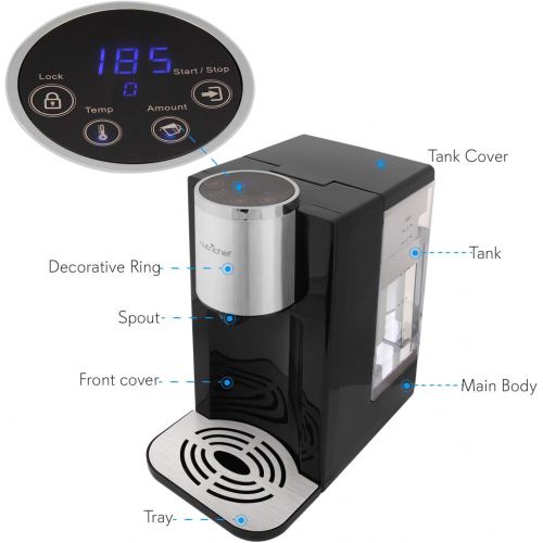  Electric Auto Hot Water Dispenser - Instant Fast Heating Coil Water Boiler More Simple Then Water Kettles Pots Clear Water Tank Measuring Fill Water Up To 2.3 quart NutriChef PKHTW