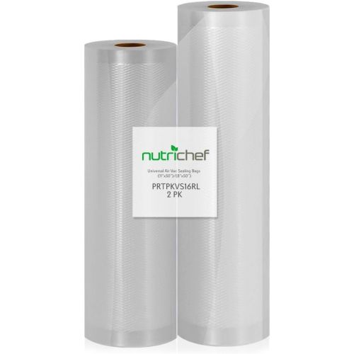  NutriChef PRTPKVS16RL 2 Rolls 11x50 and 8x50 4 mil Commercial Grade Vacuum Sealer Food Storage Rolls | Create Your Own Size Bag! For NutriChef, and Other Brands. (total 100 feet)