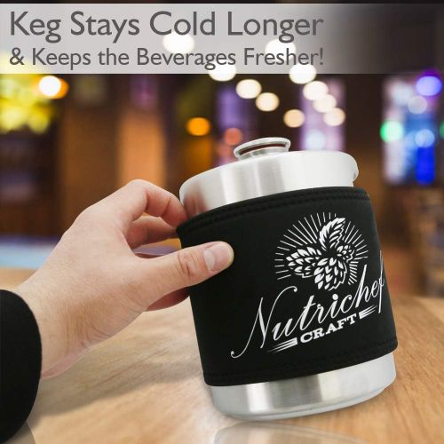  NutriChef Insulated Keg Cooler for PKBRTP50 - (64 oz) Homebrew Mini Keg, Neoprene Insulation Keg Jacket Keeps Your Beer or Beverage Cold for Up to 3 Hours - (AZPRTPKBRTP5010)