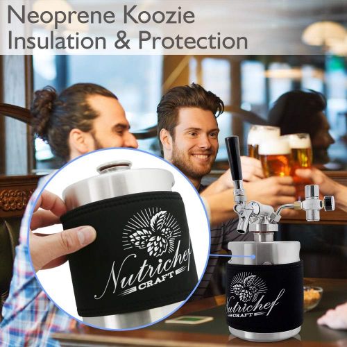  NutriChef Insulated Keg Cooler for PKBRTP50 - (64 oz) Homebrew Mini Keg, Neoprene Insulation Keg Jacket Keeps Your Beer or Beverage Cold for Up to 3 Hours - (AZPRTPKBRTP5010)