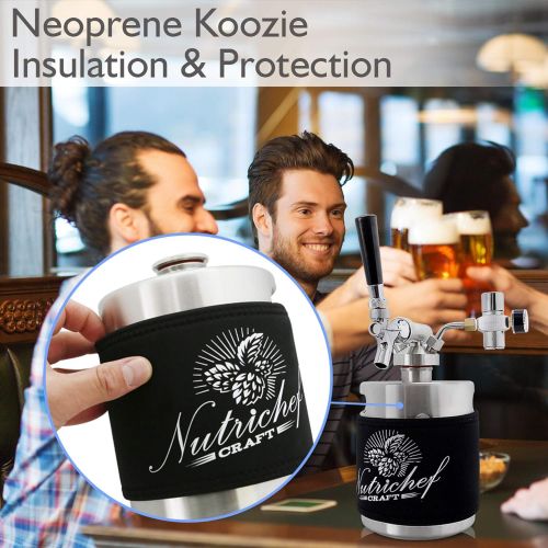  NutriChef Keg Cooler for PKBRTP50 Neoprene Jacket Keeps Your Beer or Beverage Cold for Up to 3 Hours Homebrew Mini Keg-PRTPKBRTP5010 (64oz), One Size, PKBRTP50.5 Insulator