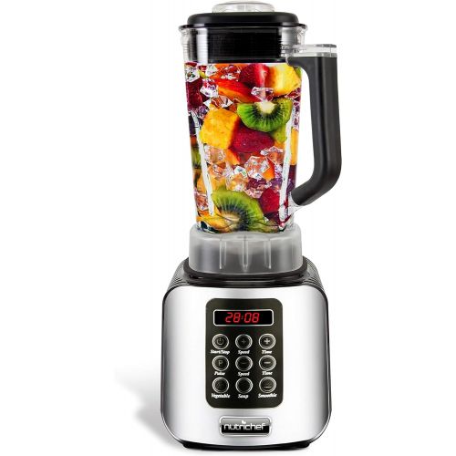  NutriChef Digital Electric Kitchen Countertop Blender - Professional 1.7 Liter Capacity Home Food Processor Compact Blender for Shakes and Smoothies w/ Pulse Blend, Timer, Adjustable Speed -