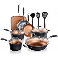 NutriChef Stackable Pots and Pans Set ? 14-pcs Luxurious Stackable Cookware Set ? Sauce Pans Nonstick Set with Lids? Healthy Food-Grade Copper Non-Stick Ceramic Coating - PTFE, PFO