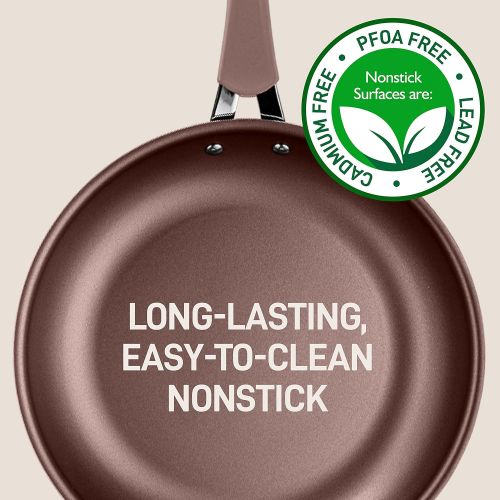  NutriChef 14-Piece Nonstick Cookware Free Heat Resistant Lacquer Kitchen Ware Set w/Saucepan, Frying Pans, Cooking, Dutch Oven Pot, Lids, Utensils, Brown NCCW14SBR