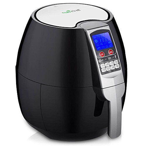  NutriChef Hot Air Fryer Oven - w/Digital Display, Electric Big 3.7 Qt Capacity Stainless Steel Kitchen Oilless Convection Power Multi Cooker w/Basket Pan - Use for Baking, Grill -