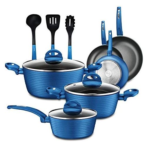  NutriChef - NCCW12BLU NutriChef Nonstick Kitchen Cookware Set - Professional Hard Anodized Home Kitchen Ware Pots and Pan Set, Blue
