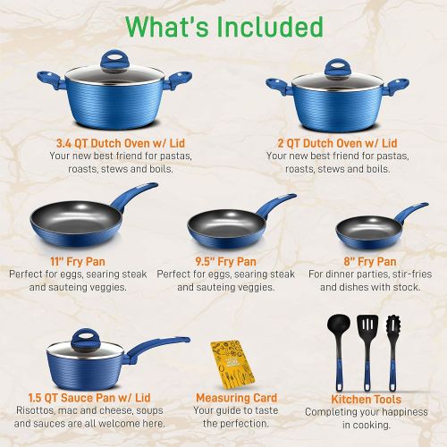  NutriChef - NCCW12BLU NutriChef Nonstick Kitchen Cookware Set - Professional Hard Anodized Home Kitchen Ware Pots and Pan Set, Blue