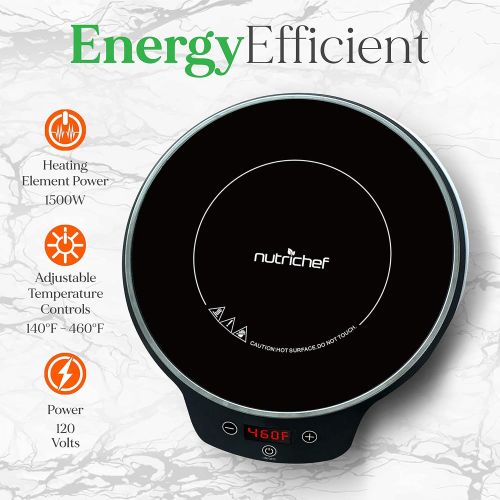  [아마존베스트]NutriChef Portable Single Induction Cooktop-Electronic Plug-in Flameless Burner Design with Digital Display and Warmer Hot Plate, Auto Shut Off