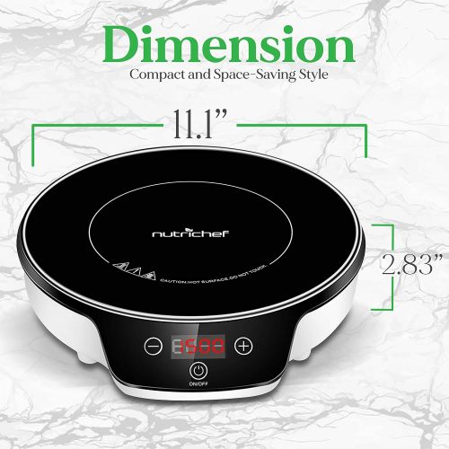  [아마존베스트]NutriChef Portable Single Induction Cooktop-Electronic Plug-in Flameless Burner Design with Digital Display and Warmer Hot Plate, Auto Shut Off