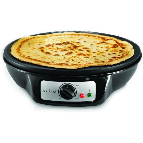  [아마존베스트]NutriChef Electric Griddle & Crepe Maker | Nonstick 12 Inch Hot Plate Cooktop | Adjustable Temperature Control | Batter Spreader & Wooden Spatula | Used Also For Pancakes, Blintzes