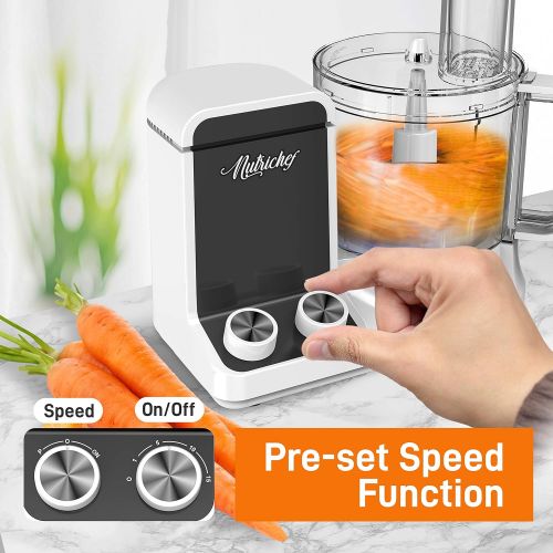  [아마존베스트]NutriChef NCFP8 Ultra Quiet 600 Watt Powered Electric Processor & Vegetable Chopper Multipurpose 12 Cup Food Processor, Speed Function for Easy Prep-6 Attachment Blades