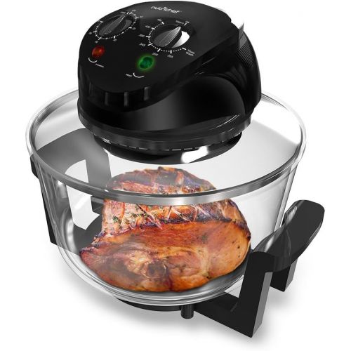  [아마존베스트]NutriChef Convection Countertop Toaster Oven - Healthy Kitchen Air Fryer Roaster Oven, Bake, Grill, Steam Broil, Roast & Air-Fry , Includes Glass Bowl, Broil Rack and Toasting Rack
