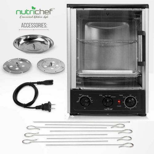  [아마존베스트]Nutrichef Upgraded Multi-Function Rotisserie Oven - Vertical Countertop Oven with Bake, Turkey Thanksgiving, Broil Roasting Kebab Rack with Adjustable Settings, 2 Shelves 1500 Watt