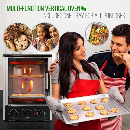  [아마존베스트]Nutrichef Upgraded Multi-Function Rotisserie Oven - Vertical Countertop Oven with Bake, Turkey Thanksgiving, Broil Roasting Kebab Rack with Adjustable Settings, 2 Shelves 1500 Watt