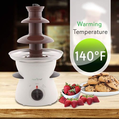  [아마존베스트]NutriChef 3 Tier Chocolate Fondue Fountain - Electric Stainless Choco Melts Dipping Warmer Machine - Melting, Warming, Keep Warm - for Melted Chocolate, Candy, Butter, Cheese, Cara