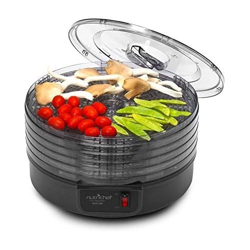  [아마존베스트]NutriChef Electric Countertop Food Dehydrator Machine - Professional Multi-Tier Food Preserver, Beef Jerky Maker, Fruit Vegetable Fish Poultry Dryer w/ 5 Stackable Trays, 180° F Max Temp - N